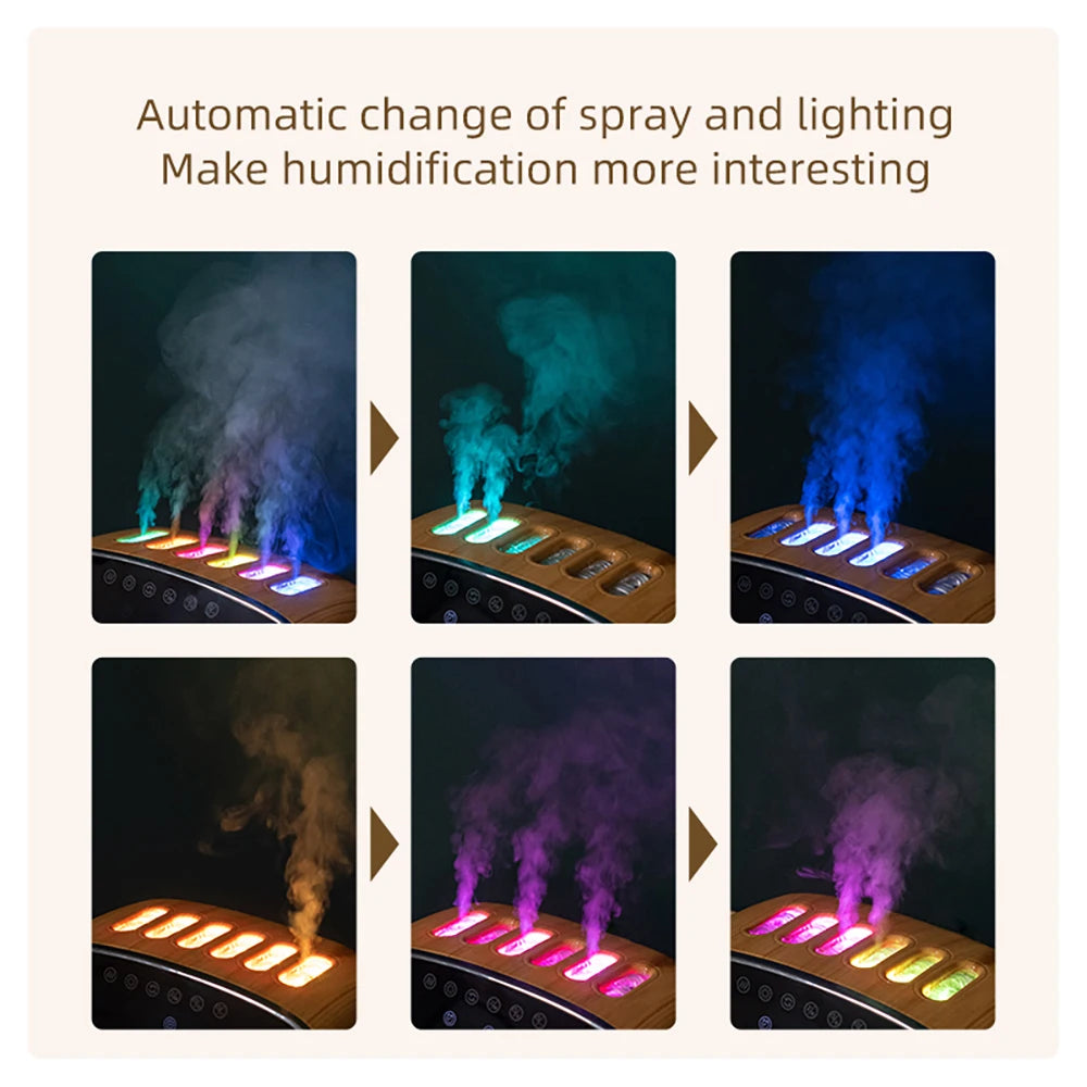 Music Clock Humidifier Colorful Volcano Light Timer for Bedroom Home Yoga Office Flame Humidifier Ultrasonic Essential