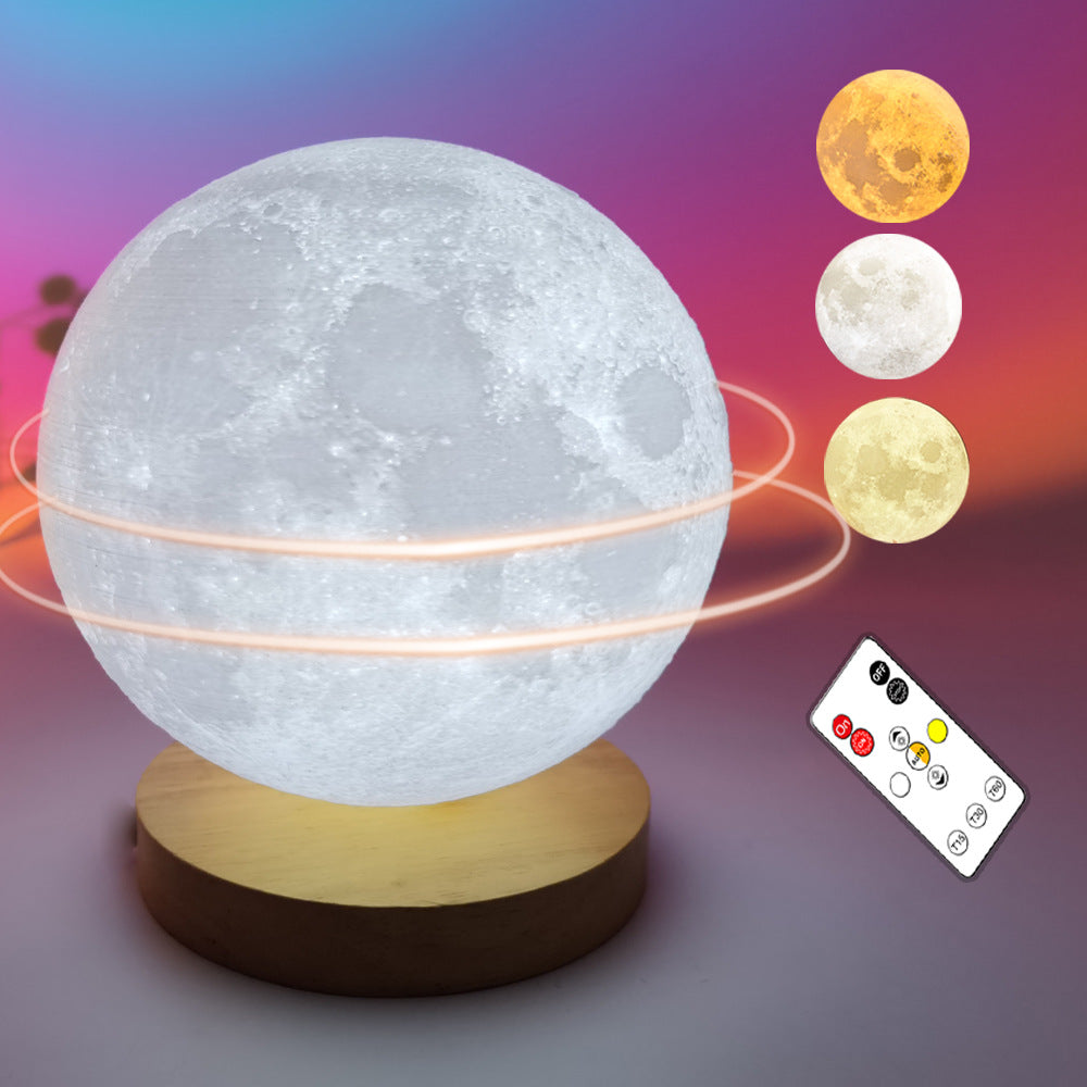 Rotating Moon Lamp Intelligent Voice Moon Lamp New Planet Lamp Bedroom Bedside Table Lamp Suspension